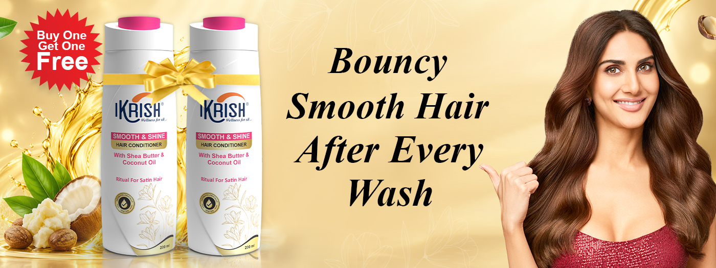 Ikrish Smooth & Shine Hair Conditioner with Shea Butter & Coconut Oil is your daily ritual for softer, smoother and shinier-looking hair. Enriched with the nourishing goodness of shea butter and coconut oil, it helps condition hair and leaves it feeling silky, manageable and beautifully smooth.